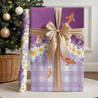 Hawaii And Japan Wrapping Paper Plumeria Lei With Koi Fish Purple