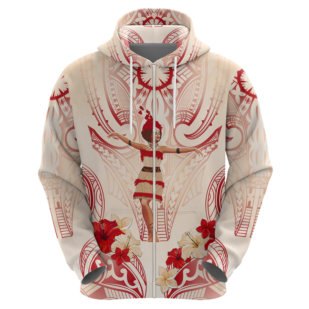 Siva Samoa Zip Hoodie Samoan Taupou With Polynesian Pattern LT05 - Polynesian Pride