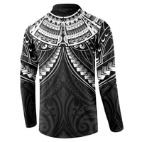 New Zealand Morepork Button Sweatshirt Maori Pattern Black