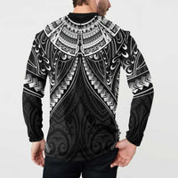 New Zealand Morepork Button Sweatshirt Maori Pattern Black