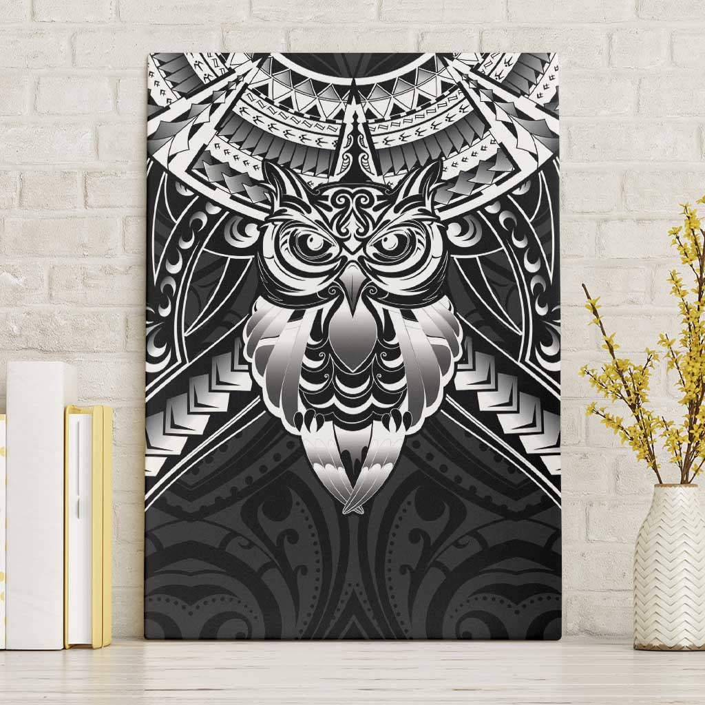 New Zealand Morepork Canvas Wall Art Maori Pattern Black