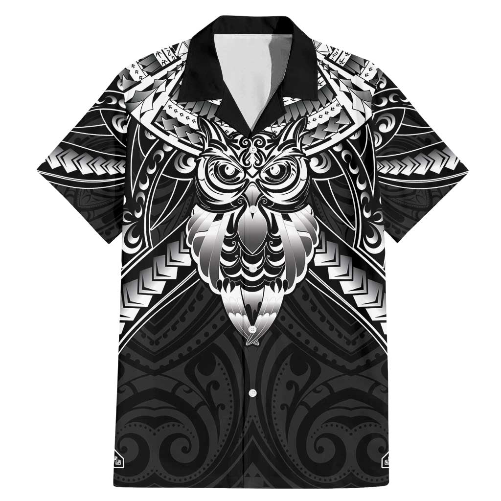 New Zealand Morepork Family Matching Mermaid Dress and Hawaiian Shirt Maori Pattern Black