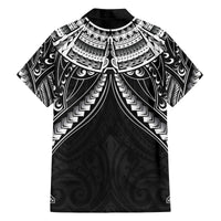 New Zealand Morepork Family Matching Off The Shoulder Long Sleeve Dress and Hawaiian Shirt Maori Pattern Black