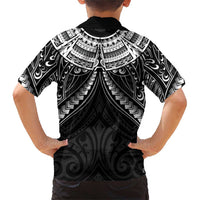 New Zealand Morepork Family Matching Short Sleeve Bodycon Dress and Hawaiian Shirt Maori Pattern Black LT05 - Polynesian Pride