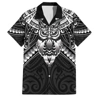 New Zealand Morepork Family Matching Summer Maxi Dress and Hawaiian Shirt Maori Pattern Black