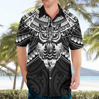 New Zealand Morepork Hawaiian Shirt Maori Pattern Black