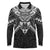 New Zealand Morepork Long Sleeve Polo Shirt Maori Pattern Black