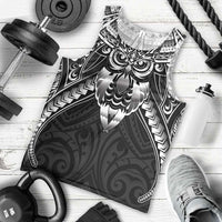 New Zealand Morepork Men Tank Top Maori Pattern Black