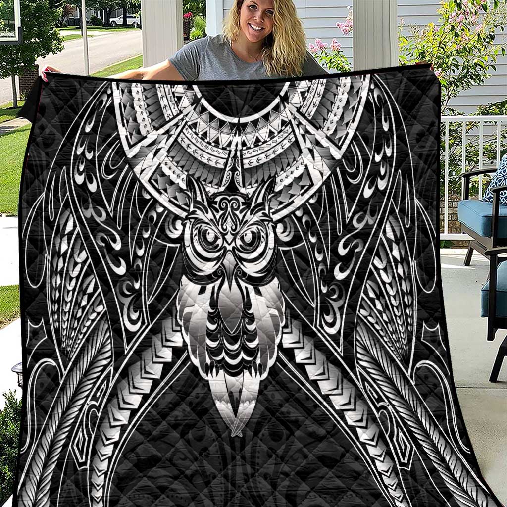 New Zealand Morepork Quilt Maori Pattern Black LT05 Black - Polynesian Pride