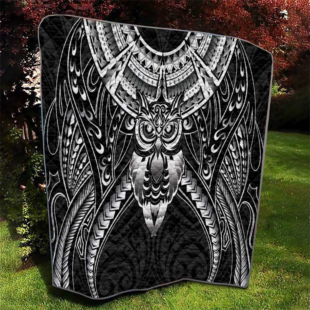 New Zealand Morepork Quilt Maori Pattern Black LT05 - Polynesian Pride