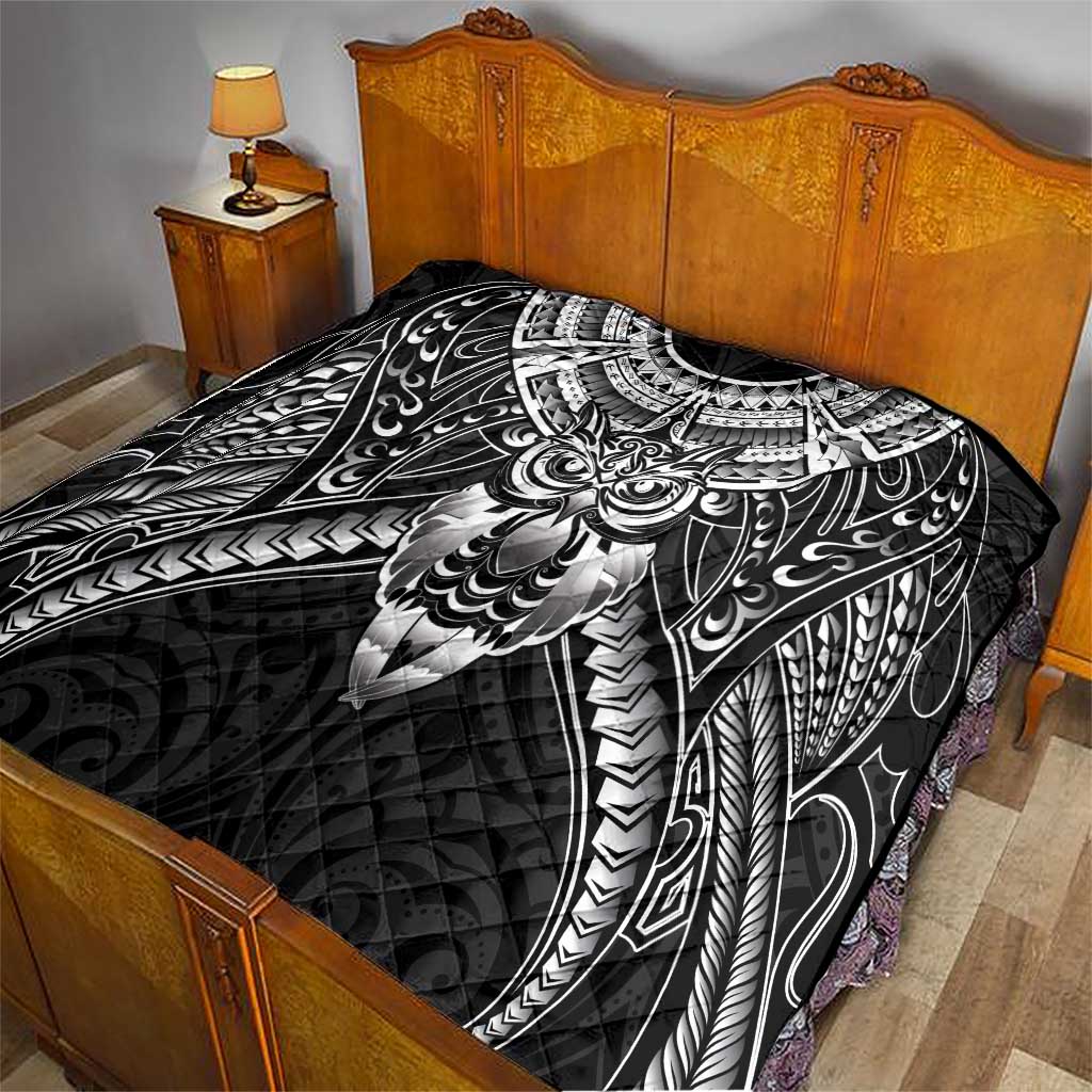 New Zealand Morepork Quilt Maori Pattern Black LT05 - Polynesian Pride