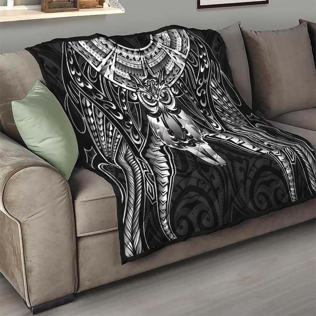 New Zealand Morepork Quilt Maori Pattern Black LT05 - Polynesian Pride