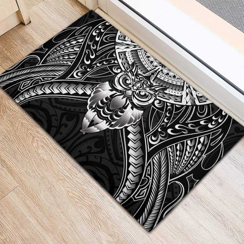 New Zealand Morepork Rubber Doormat Maori Pattern Black