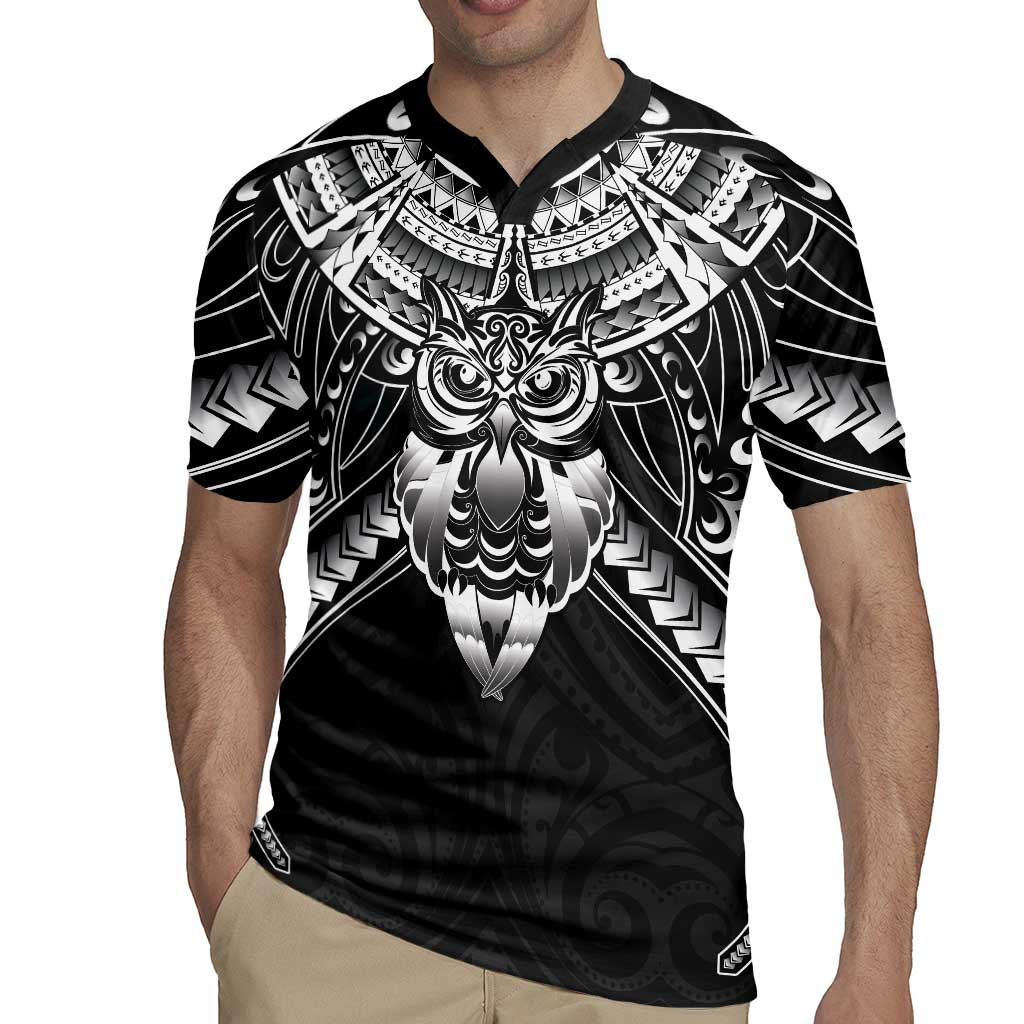 New Zealand Morepork Rugby Jersey Maori Pattern Black