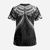 New Zealand Morepork Scrub Top Maori Pattern Black - Polynesian Pride