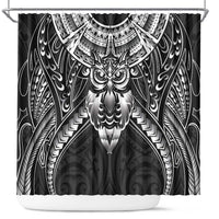 New Zealand Morepork Shower Curtain Maori Pattern Black LT05 Black - Polynesian Pride