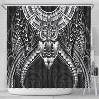 New Zealand Morepork Shower Curtain Maori Pattern Black LT05 - Polynesian Pride