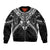 New Zealand Morepork Sleeve Zip Bomber Jacket Maori Pattern Black
