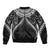 New Zealand Morepork Sleeve Zip Bomber Jacket Maori Pattern Black