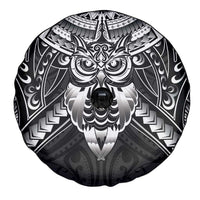 New Zealand Morepork Spare Tire Cover Maori Pattern Black