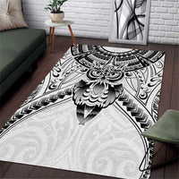 New Zealand Morepork Area Rug Maori Pattern White