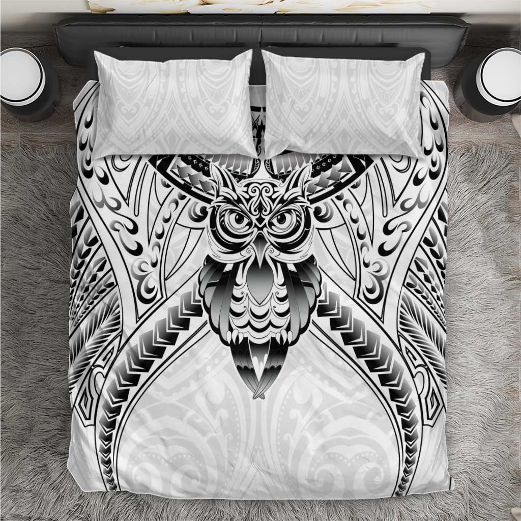 New Zealand Morepork Bedding Set Maori Pattern White LT05 White - Polynesian Pride