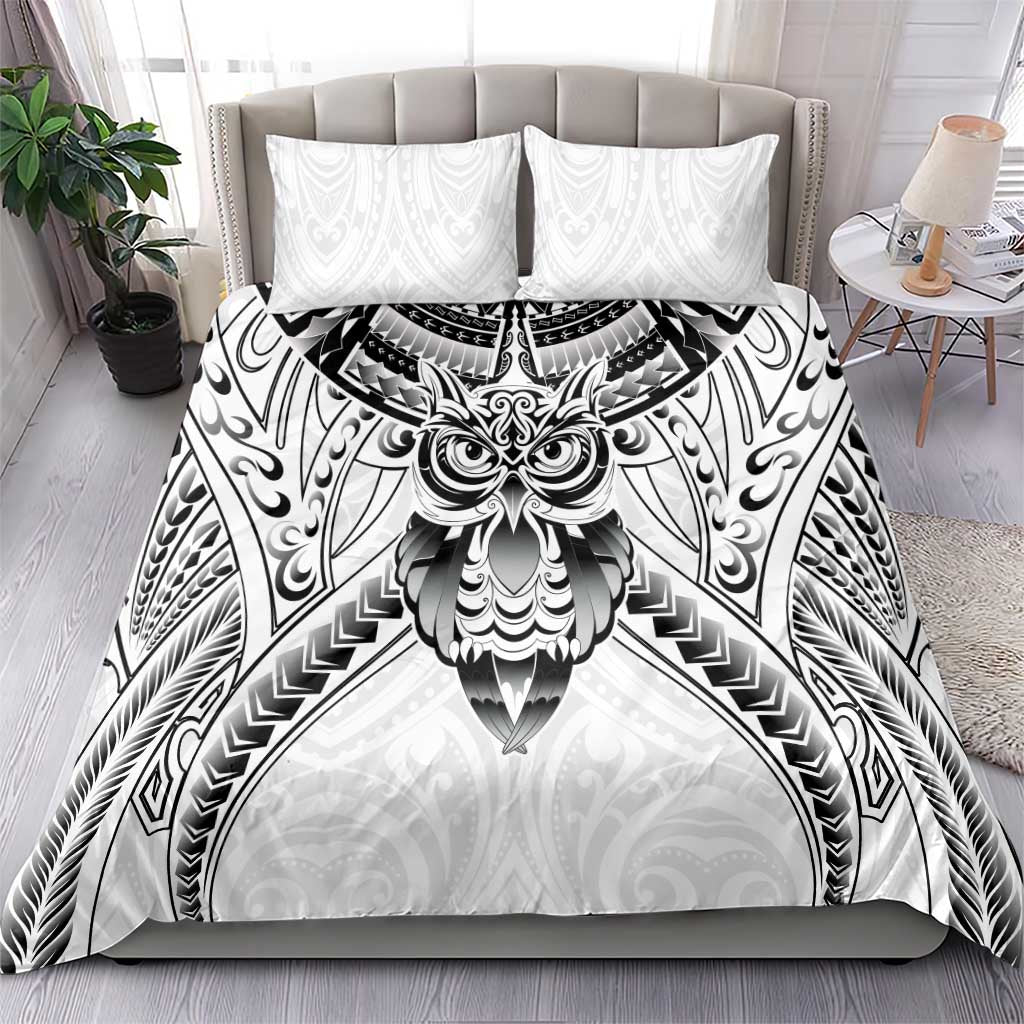 New Zealand Morepork Bedding Set Maori Pattern White