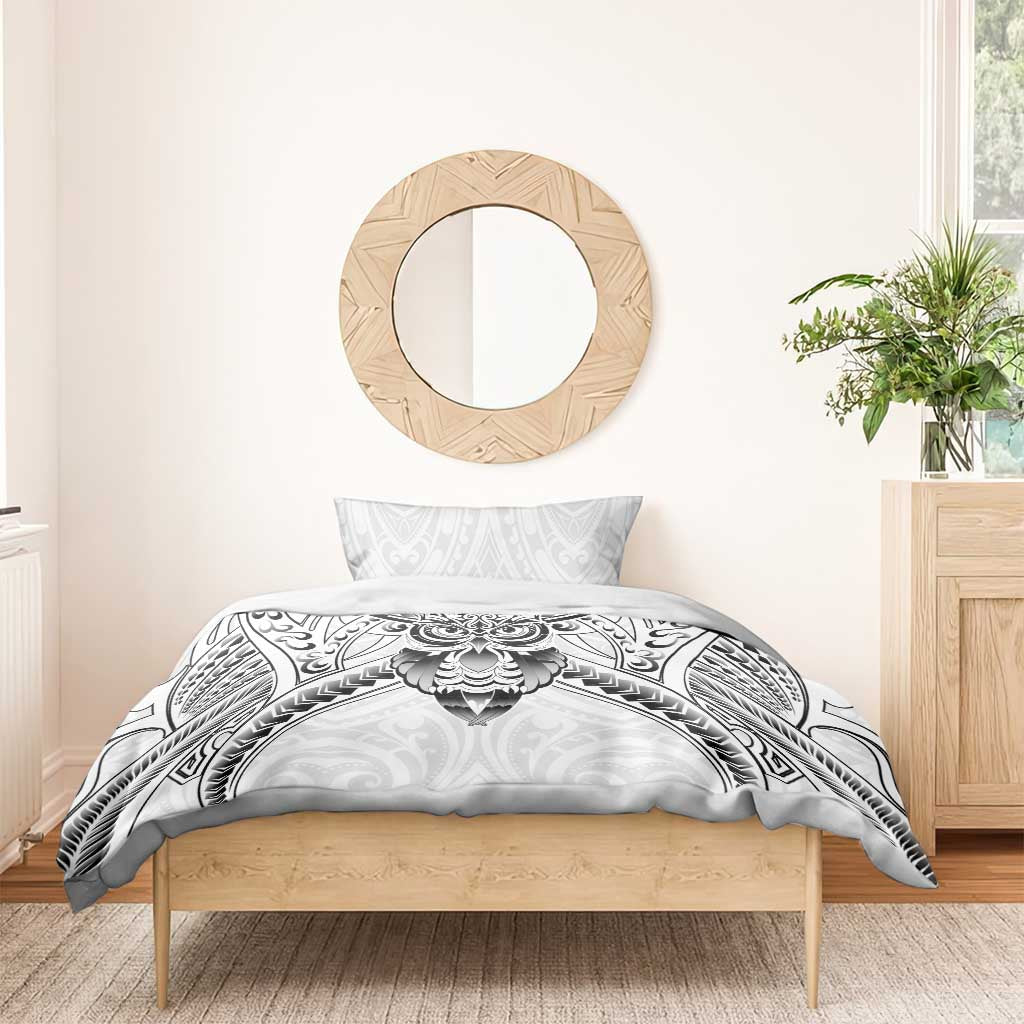 New Zealand Morepork Bedding Set Maori Pattern White