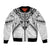 New Zealand Morepork Bomber Jacket Maori Pattern White
