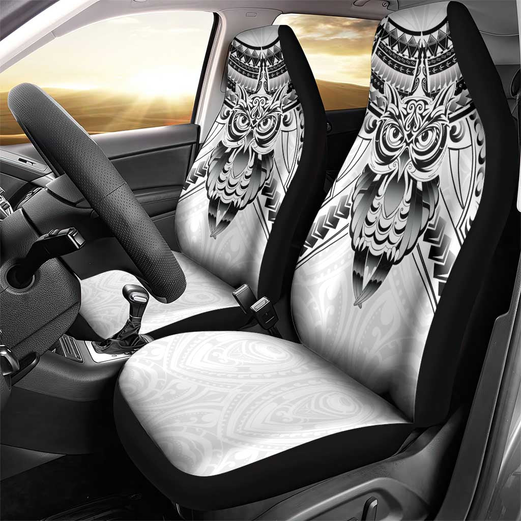 New Zealand Morepork Car Seat Cover Maori Pattern White