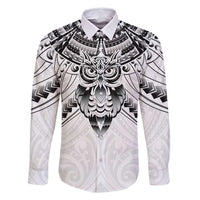 New Zealand Morepork Family Matching Summer Maxi Dress and Hawaiian Shirt Maori Pattern White