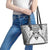 New Zealand Morepork Leather Tote Bag Maori Pattern White