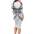 New Zealand Morepork Long Sleeve Bodycon Dress Maori Pattern White