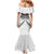 New Zealand Morepork Mermaid Dress Maori Pattern White
