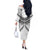 New Zealand Morepork Off The Shoulder Long Sleeve Dress Maori Pattern White