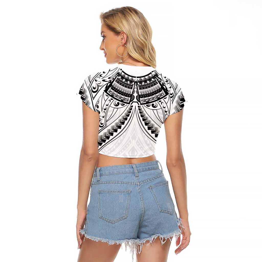 New Zealand Morepork Raglan Cropped T Shirt Maori Pattern White