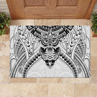 New Zealand Morepork Rubber Doormat Maori Pattern White