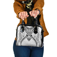 New Zealand Morepork Shoulder Handbag Maori Pattern White