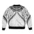 New Zealand Morepork Sleeve Zip Bomber Jacket Maori Pattern White