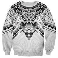 New Zealand Morepork Sweatshirt Maori Pattern White