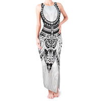 New Zealand Morepork Tank Maxi Dress Maori Pattern White