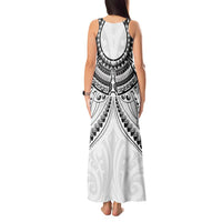New Zealand Morepork Tank Maxi Dress Maori Pattern White