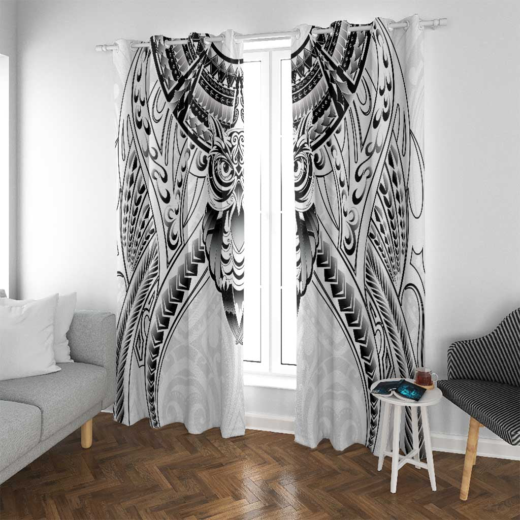 New Zealand Morepork Window Curtain Maori Pattern White