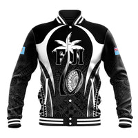 Custom Fiji Rugby Baseball Jacket Fijian Warrior Black