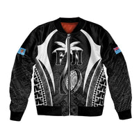Custom Fiji Rugby Bomber Jacket Fijian Warrior Black