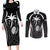 Custom Fiji Rugby Couples Matching Long Sleeve Bodycon Dress and Long Sleeve Button Shirt Fijian Warrior Black