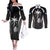 Custom Fiji Rugby Couples Matching Off The Shoulder Long Sleeve Dress and Long Sleeve Button Shirt Fijian Warrior Black