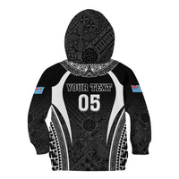 Custom Fiji Rugby Kid Hoodie Fijian Warrior Black