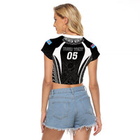 Custom Fiji Rugby Raglan Cropped T Shirt Fijian Warrior Black