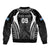 Custom Fiji Rugby Sleeve Zip Bomber Jacket Fijian Warrior Black